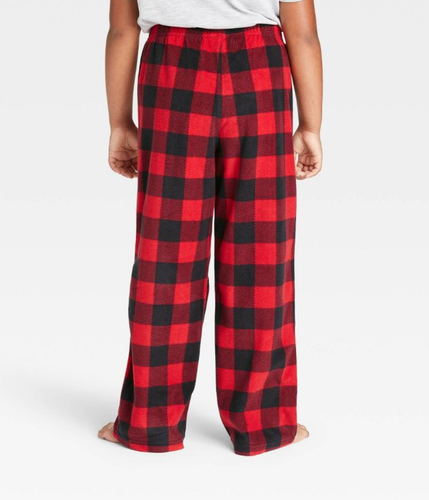 NWT Wondershop Kid's Pajama Bottoms Red Black Plaid Fleece, size 6 - Picture 2 of 3