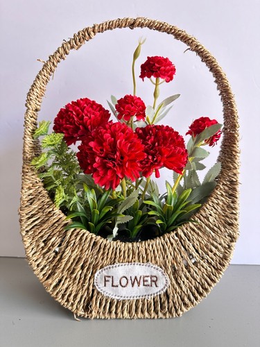 Artificial Flowers Rattan Flower Basket Hydrangea , Faux Flowers - Picture 15 of 19