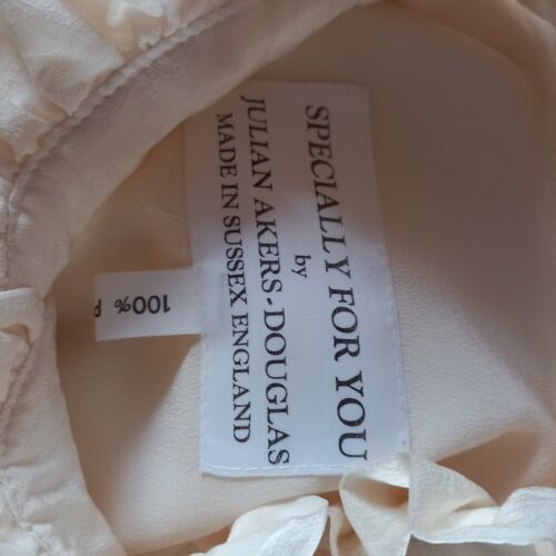 Camicetta donna Julian Akers-Douglas panna manica lunga 100% seta made Eng L - Foto 12 di 13