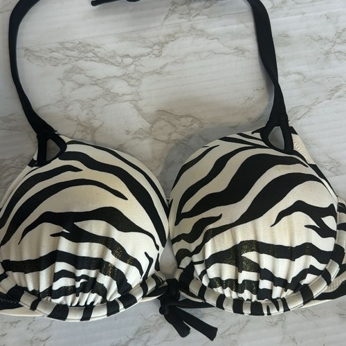 Victoria’s Secret Bombshell Push-up Estampado Cebra Traje De Baño Bikini Top Talla 34A - Imagen 5 de 7