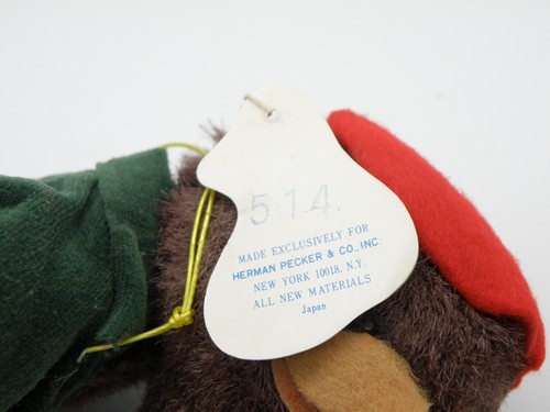 Vintage Herman Pecker GIAPPONE scimmia mohair testa mobile pieghevole etichetta originale 514 - Foto 8 di 9