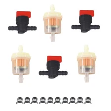 In Line Fuel Gas Filter Shut Cut Off Valve Clamp 3Kit 1/4"  Mower Parts
