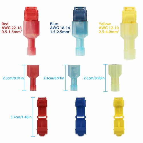 240PCS Insulated T-Tap 22-10 AWG Quick Splice Wire Terminal Combo Connectors Kit - Picture 2 of 15