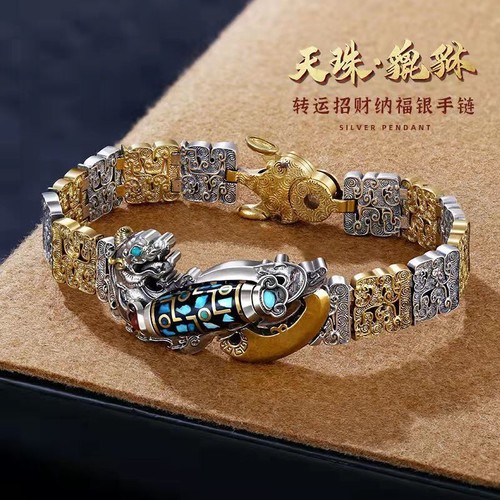 Herren Dzi Tianzhu Stahl Motorrad Biker Kette Armband Wristband Geschenk Armbänder - Bild 6 von 15