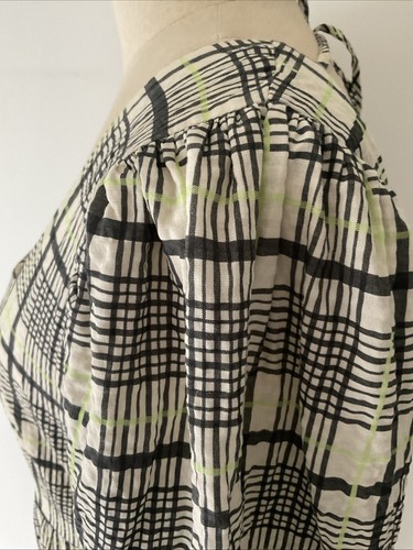 TOPSHOP Size 14 Maxi Tiered Seersucker Checked Dress Balloon Sleeve Split Frt - Picture 12 of 19