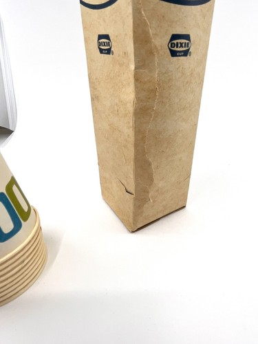 1970s Box- 100 DIXIE CUPS Blue/Green 3 Oz COLD DRINK Funky MOD Geometric DESIGN - Picture 15 of 19