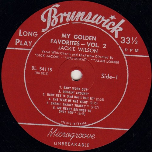 JACKIE WILSON "MY GOLDEN FAVORITES VOL.2" RHYTHM & BLUES SOUL LP BRUNSWICK 54115 - Picture 3 of 3