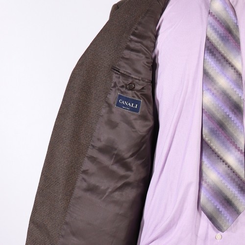 Canali 42R Brown Solid Wool Three Button Sport Coat Blazer Jacket - Picture 6 of 10