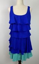 Calvin Klein Womens Dress Blue Ruffle Size 4 Sleeveless