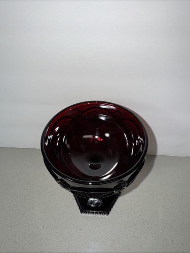Vintage Avon 1876 CAPE COD Champagne Saucer Sherbet Glass Ruby Cranberry - Picture 2 of 4