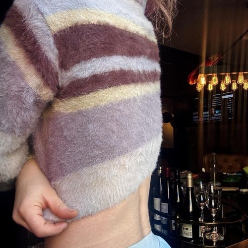 Handmade cropped fuzzy button up sweater - Picture 7 of 7