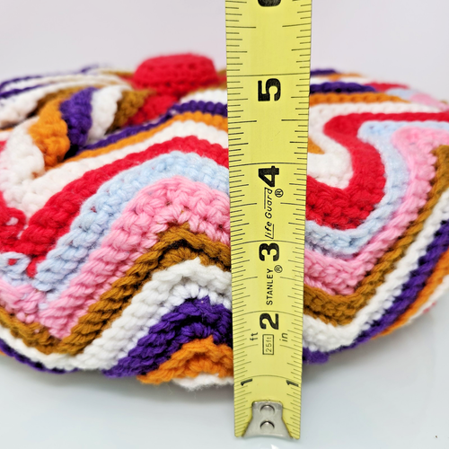 Almohada de ganchillo vintage hecha a mano multicolor 12" redonda GRANNY AFGHAN BOHO - Imagen 5 de 5