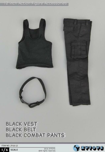 1/6 Black Vest Combat Pants Belt Set For 1/6 Muscular Male Figure Doll Hot Toys - Picture 5 of 5