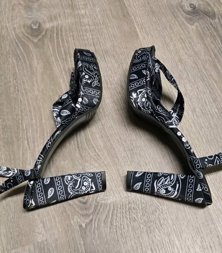 Tacones de plataforma con estampado de bandana azul blanco para mujer talla 9,5 UE talla 41 - Imagen 3 de 14