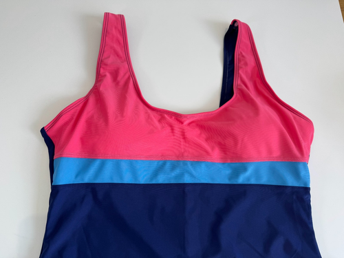 Costume da bagno donna imbottito sportivo taglia 2XL UK 18-20 blu rosa - Foto 2 di 5