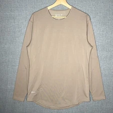 BYLT Drop Cut Lux Shirt Men's M Beige Long Sleeve Stretch Basic Casual