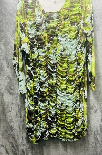 New Future Collection-Women's Green Floral Ruffle Dress Size 1X - Picture 2 of 7