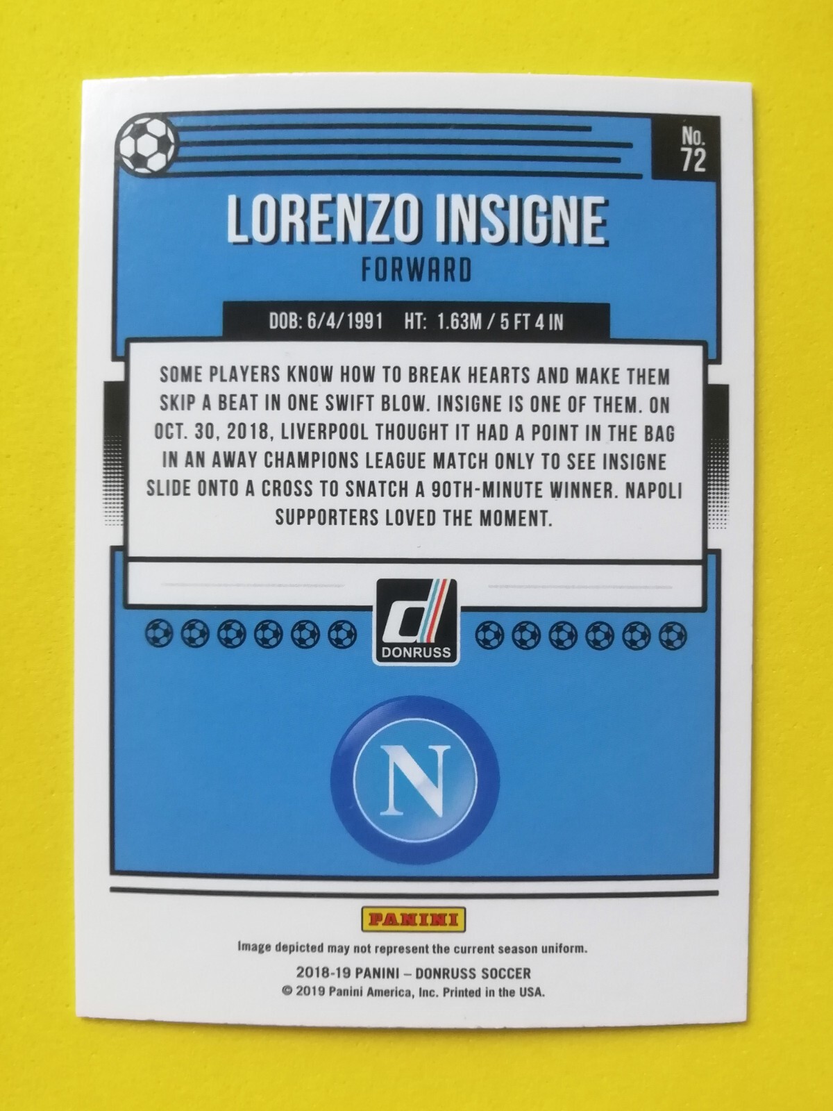 2018-2019 Donruss Soccer 6x NAPOLI Cards Bundle Hamsik Zielinski Insigne Milik - Picture 12 of 14