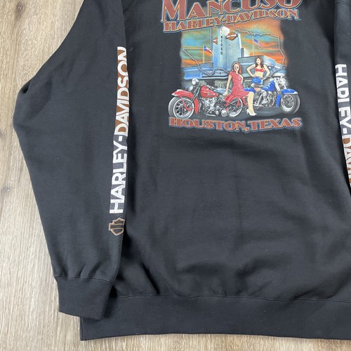 Harley Davidson 3XL Sudadera con Capucha Negra Pinup Niña Manga Estampado Mancuso Texas Pullover - Imagen 24 de 24