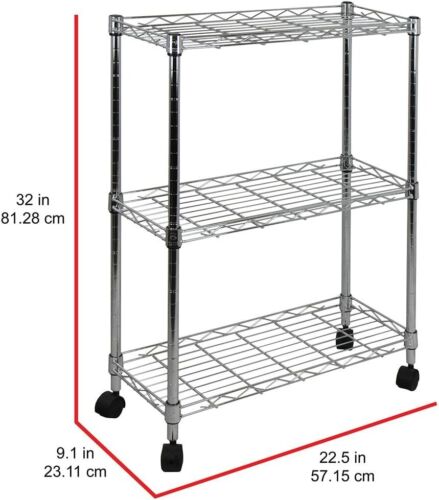 Versatile Chrome Utility Cart with 3 Shelves & Swivel Casters for Easy Mobility - Picture 7 of 7