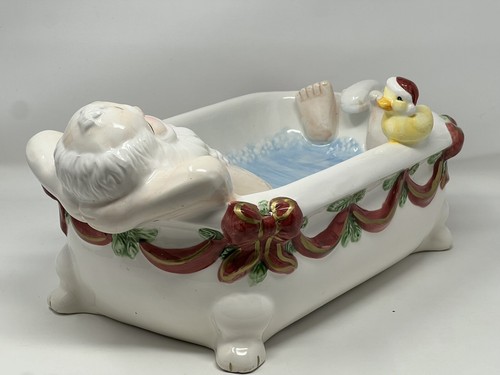 Vintage Cardinal Inc. Santa In Tub Hand Painted Large Decor Christmas Genuine - Picture 7 of 21