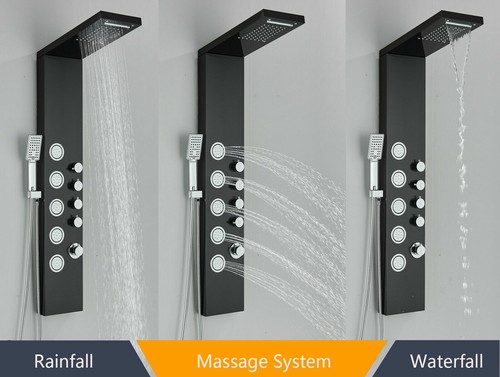 Shower Panel Tower System Rain&Waterfall Massage Jet W/Handheld Matte Black - Picture 105 of 244