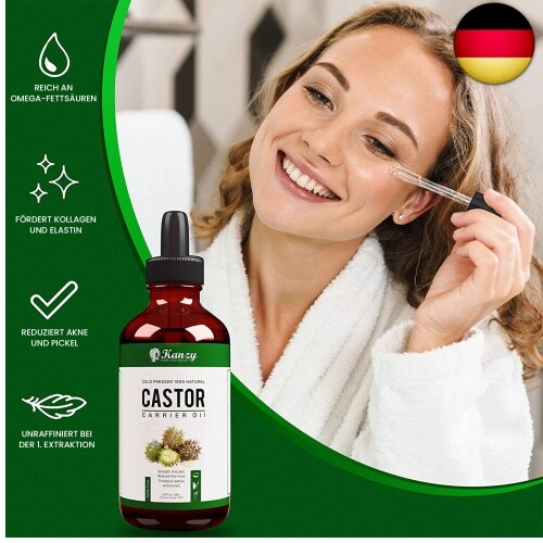 Kanzy Rizinusöl Bio Kaltgepresst 100% Rein, Organic Castor Oil for Hair Growth - Bild 3 von 6