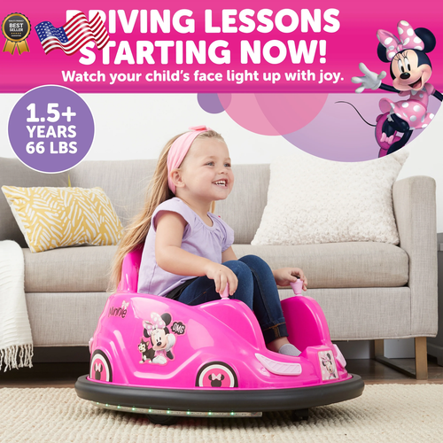 Minnie 6V Bumper Car Ride on Toy 1 Count - Picture 3 of 12
