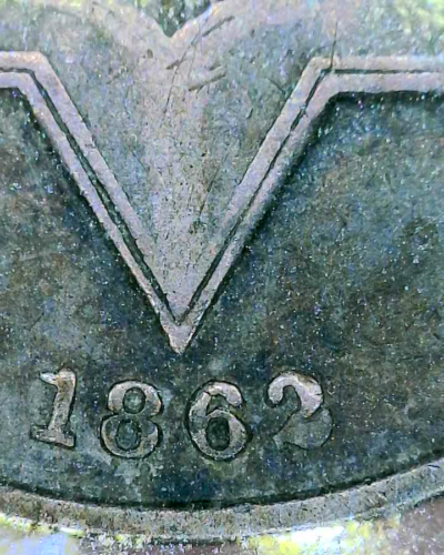 1862/1 2 over 1 Three Cent Silver 3c Overdate Error Coin DT4P - Picture 7 of 12