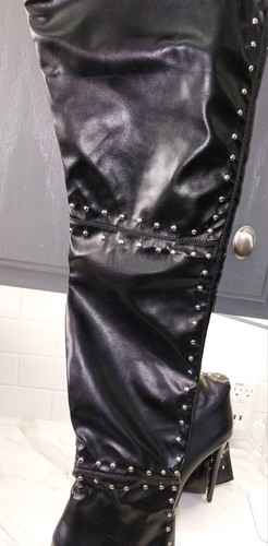 Sexy Gothic Rivet Thigh High Boots Over Knee Heels Stilettos 8.5/9 US (41 China) - Picture 11 of 16