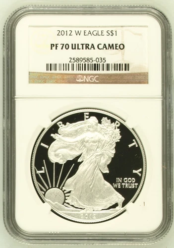 2012-W Proof $1 American Silver Eagle NGC PF70UC Brown Label