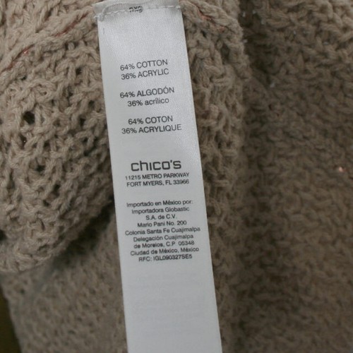 Chico's 3 Metallic Rose Gold Open Knit 3/4 Sleeve Cotton Blend Tunic Pullover XL - Picture 6 of 9