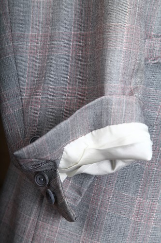 Traje A Medida 46R 38W 31L Gris Glen Cuadros Funcionamiento Puño Lienzo - Imagen 8 de 16