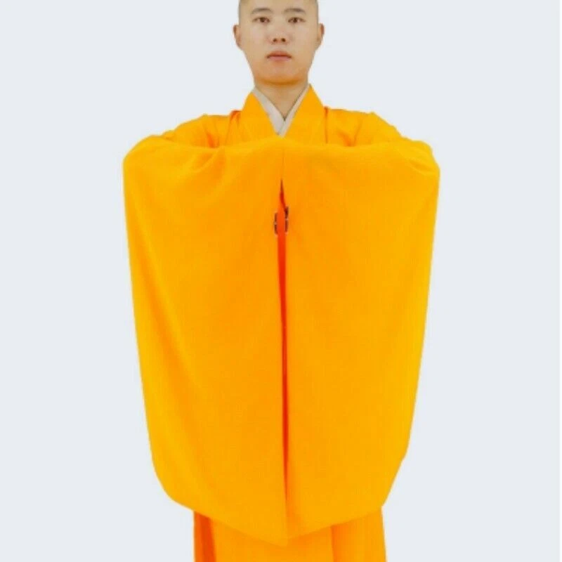 Vestido masculino Shaolin budista monge meditação haiqing roupão terno kung fu vestido unissex - Imagem 3 de 4