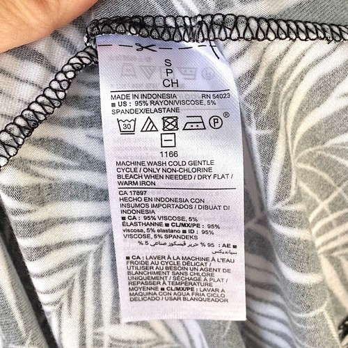 ANTIGUO AZUL MARINO Pequeño Blanco Estampado en Palma Swing Informal Vestido Mangas Cortas Elastizado Negro - Imagen 5 de 6