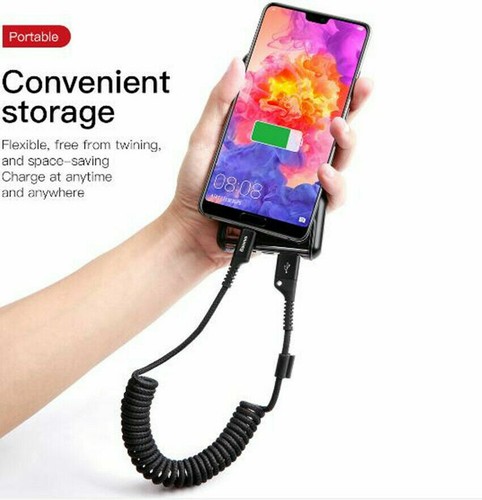 Baseus Retractable USB-C Type C Coiled Charge Cable For Samsung Huawei Xiaomi - Picture 3 of 14