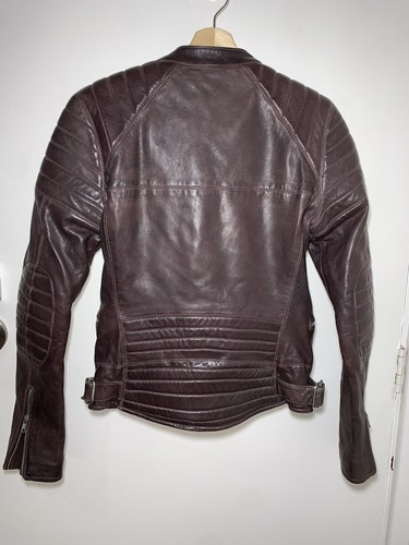 BLK DNM Brown Leather Biker Jacket Size S - Picture 3 of 6