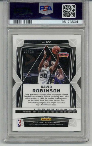 2023 PANINI OBSIDIAN ELECTRIC ETCH GREEN DAVID ROBINSON /25 SPURS PSA 10 POP 2 - Picture 2 of 2