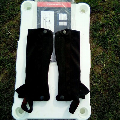 Shire's Amara Half Chaps Child Medium Black Synthetic Suede #9623C