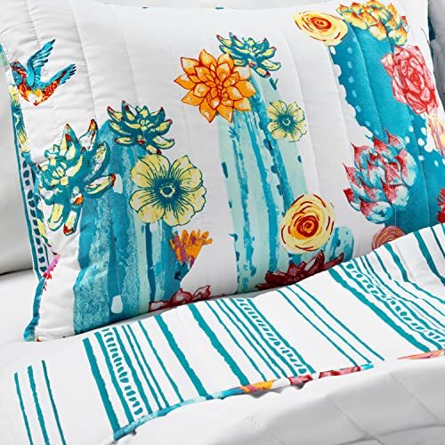 King/Cal King Cactus Reversible Oversized 3 Piece Quilt Set, King & Reversible - Picture 2 of 6