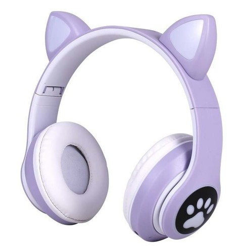 Auriculares Bluetooth con luz LED coloridos con oreja de gato plegables con cancelación de ruido para niños - Imagen 4 de 16