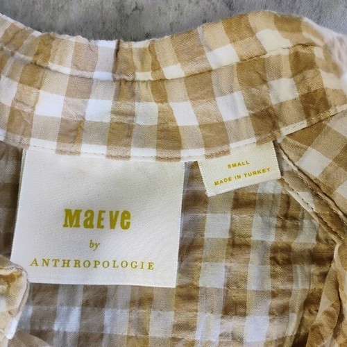 Maeve Anthropologie Gingham Sleeveless Button Down Top Cropped Size Small - Picture 9 of 14