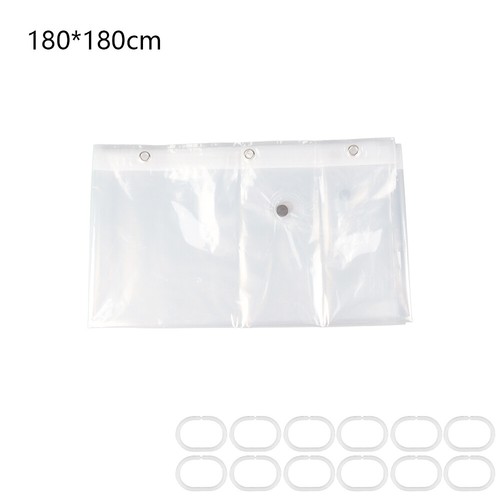 Clear Shower Curtain Waterproof Mould Proof PVC Bathroom Curtains with Hooks - Picture 13 of 16