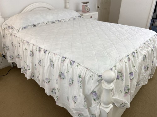 Vintage Pink / Purple Floral Hydrangea Quilted Queen Bedspread Cotton Blend - Bild 11 von 19