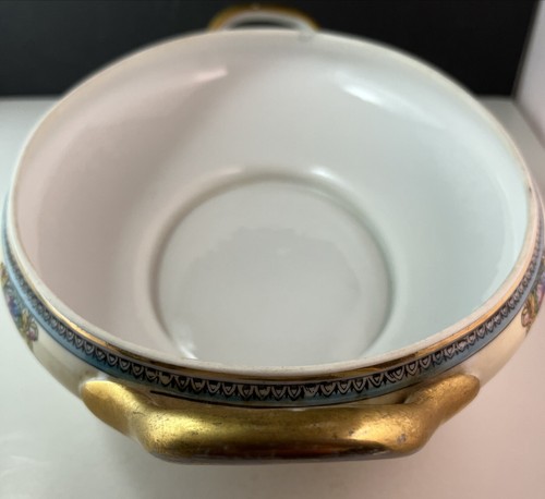 Vintage Meito Japan ovale vergoldete & handbemalte Porzellanterrine 12" guter Zustand - Bild 5 von 5