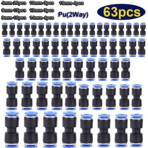 100PCS Quick Release Pneumatic Air Line Hose Fitting Kit Straight Push Connector - Picture 25 of 27