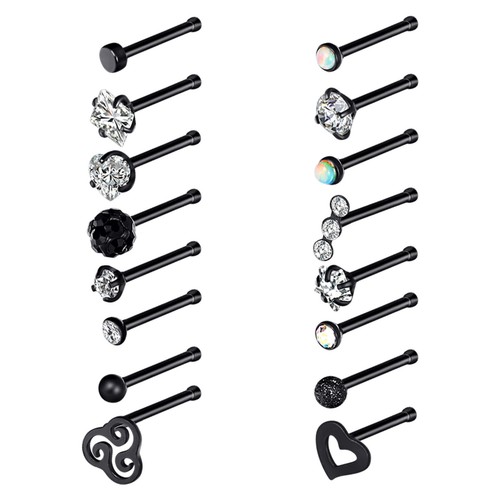 16-32pcs 20G Steel Nose Hoop Rings Nose Studs Straight Bone Nose Studs Piercing - Picture 23 of 31