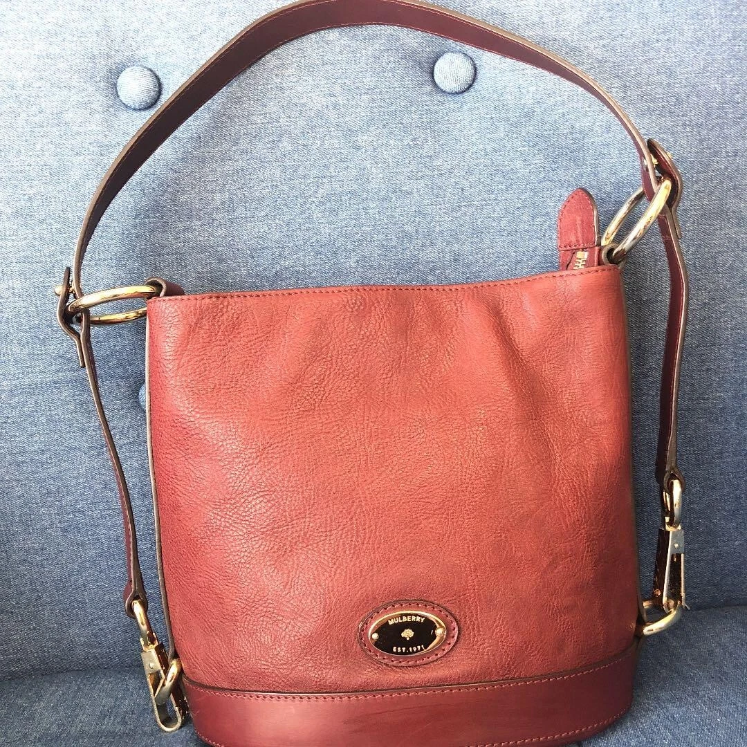 Mulberry Wine Red 2Way Shoulder Bag Made In England Vintage