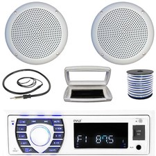 Pyle Single-DIN Marine MP3 Receiver W/Cover, 2x 5.25" 20W RMS Polycone Speakers