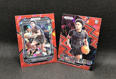 AMEN THOMPSON ROOKIE LOT! 2023 Prizm Draft Picks RED CRACKED ICE #40 & FEARLESS!
